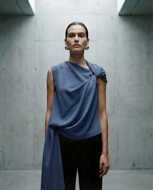 Laurent twisted top Slate blue