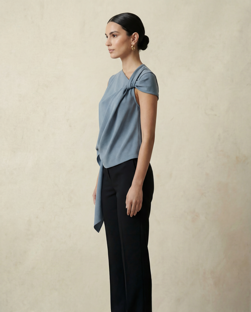Laurent twisted top Slate blue