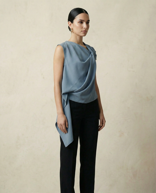 Laurent twisted top Slate blue