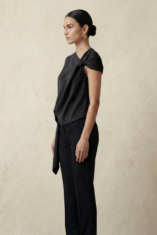 LAURENT TWISTED TOP - BLACK