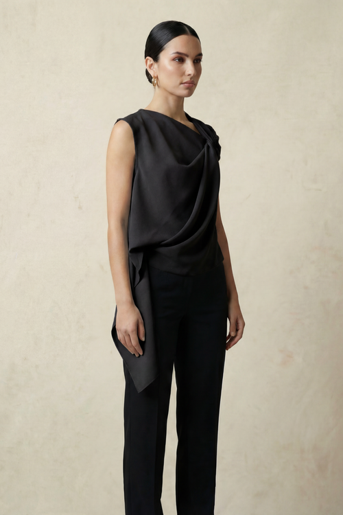 LAURENT TWISTED TOP - BLACK
