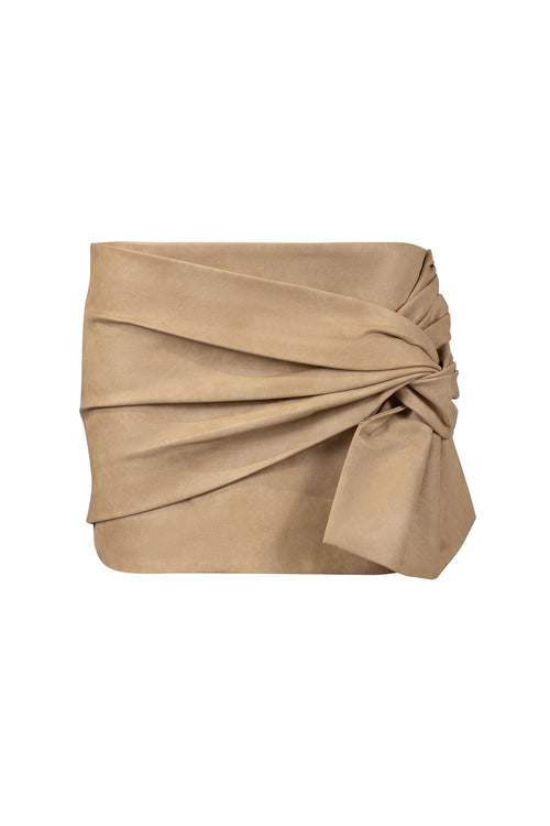 YOKO LEATHER MINI SKIRT tan