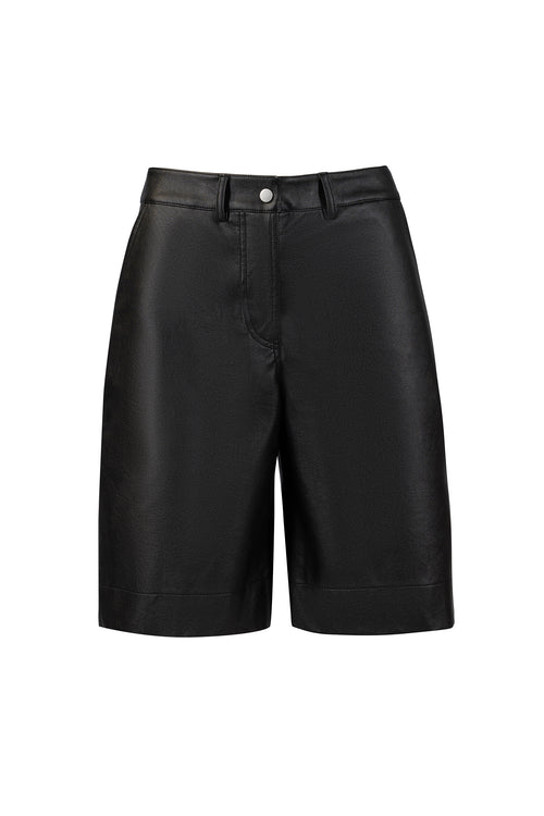 KUMI LEATHER SHORTS black