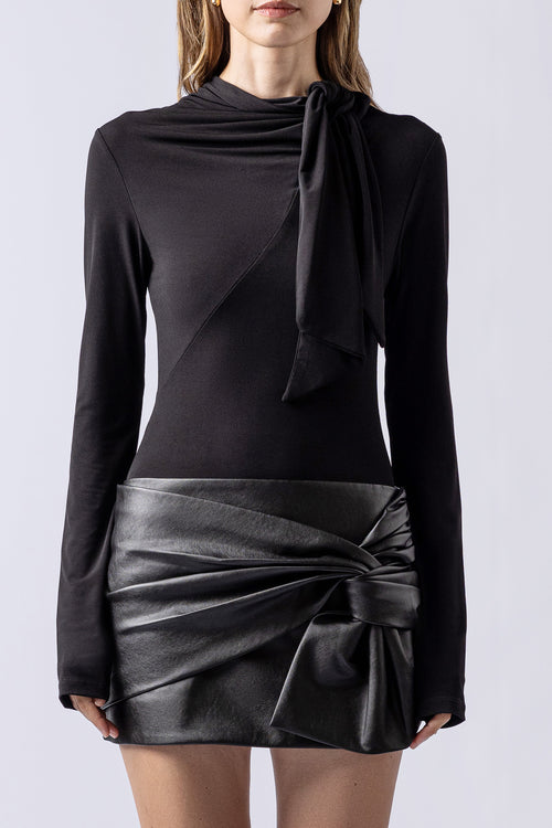 YOKO LEATHER MINI SKIRT black