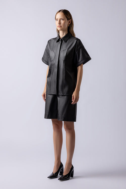 MEI LEATHER SHIRT black