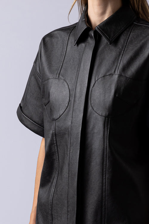 MEI LEATHER SHIRT black