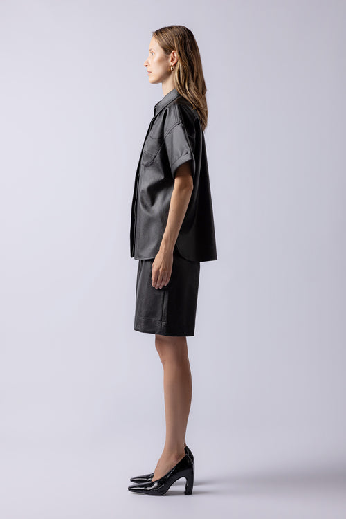 MEI LEATHER SHIRT black