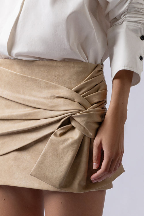 YOKO LEATHER MINI SKIRT tan