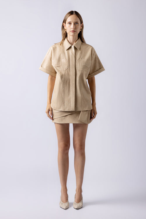 MEI LEATHER SHIRT tan
