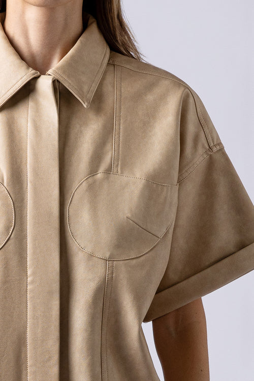 MEI LEATHER SHIRT tan