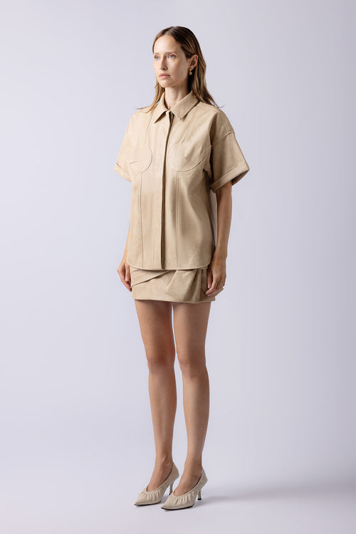 MEI LEATHER SHIRT tan
