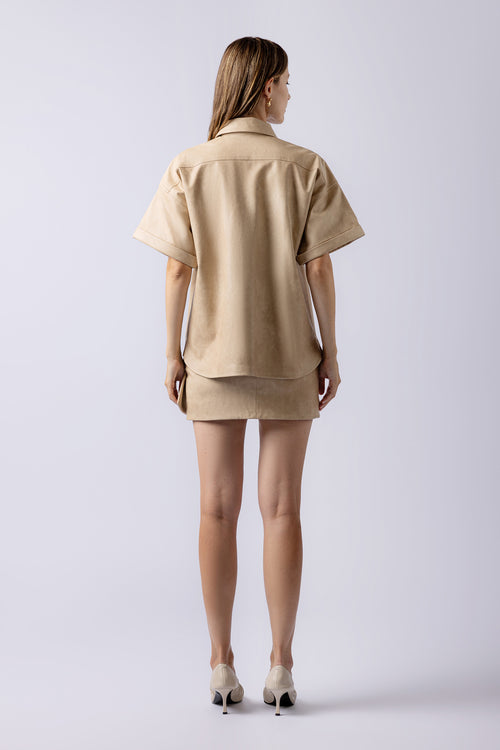MEI LEATHER SHIRT tan