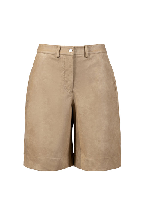 KUMI LEATHER SHORTS tan