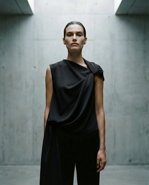 Laurent twisted top Black