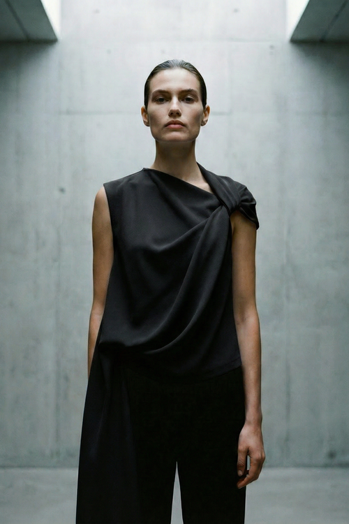 LAURENT TWISTED TOP - BLACK