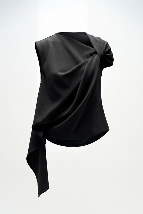 LAURENT TWISTED TOP - BLACK