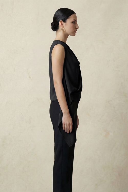 LAURENT TWISTED TOP - BLACK