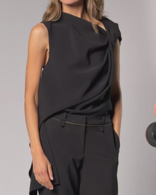LAURENT TWISTED TOP - BLACK